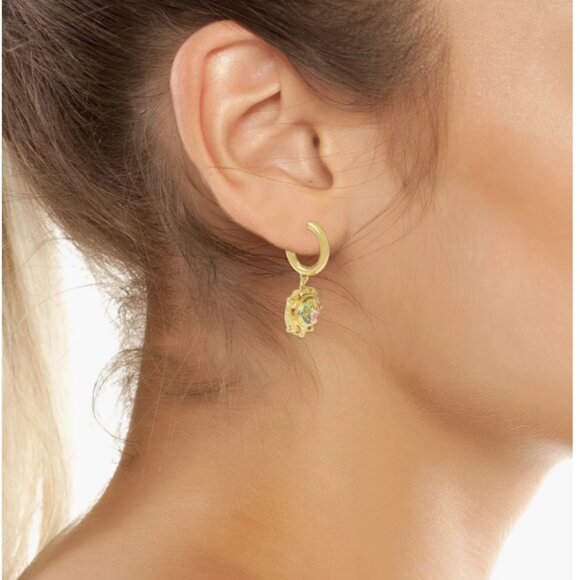 Kurt Geiger London Earrings Evil Eye drop Earrings Pave Crystals Rainbow Gold - Picture 2 of 7